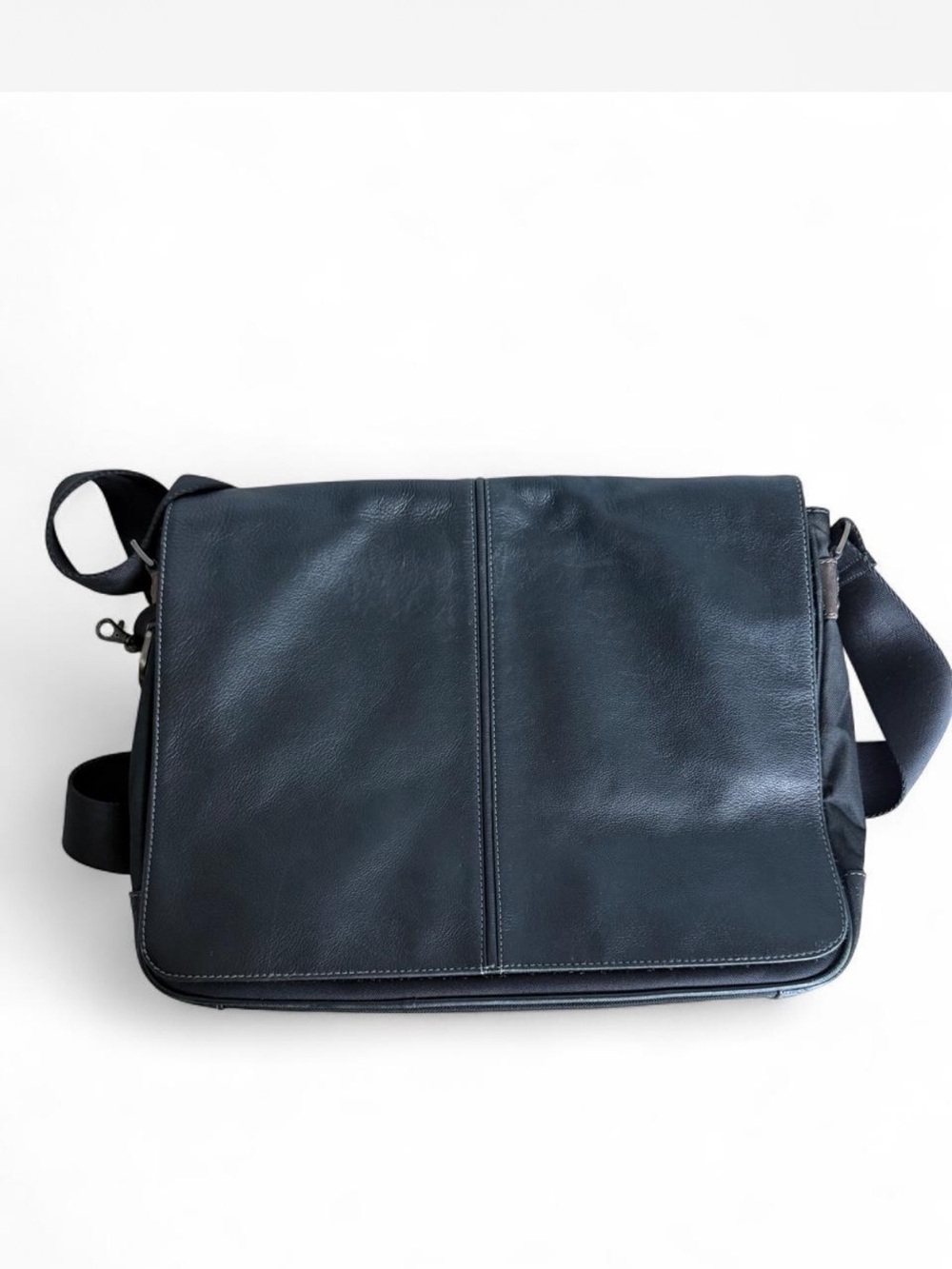 Boconi Black Leather Messenger Bag for Men